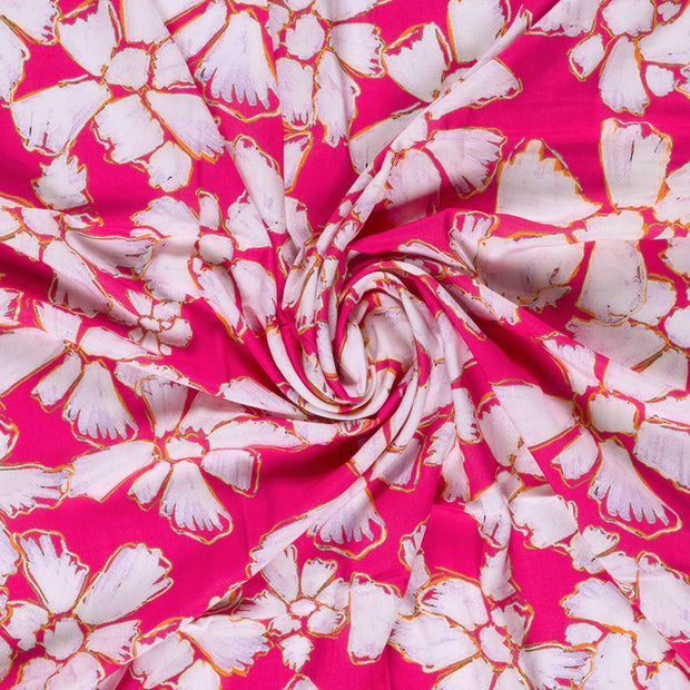 Viscose Poplin fabric Fuchsia printed 