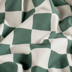 French Terry GOTS organic digital printed Checks Dark Green