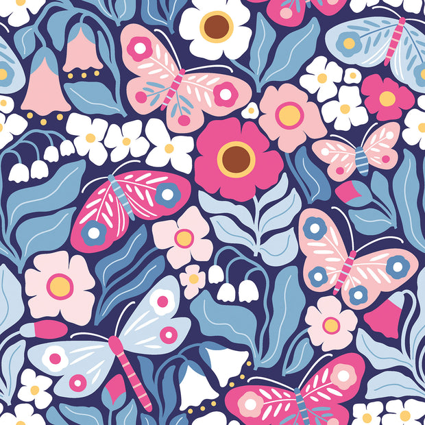 Aqua Protect (waterproof) fabric Butterflies Pink