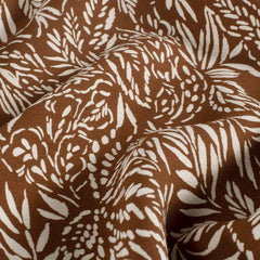 Viscose Nylon Crepe estampado Hojas Marrón