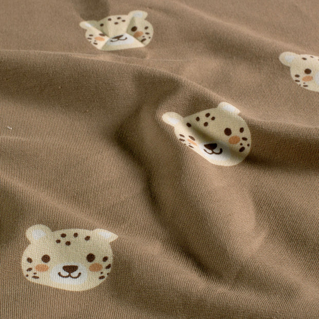French Terry fabric Tigers Beige