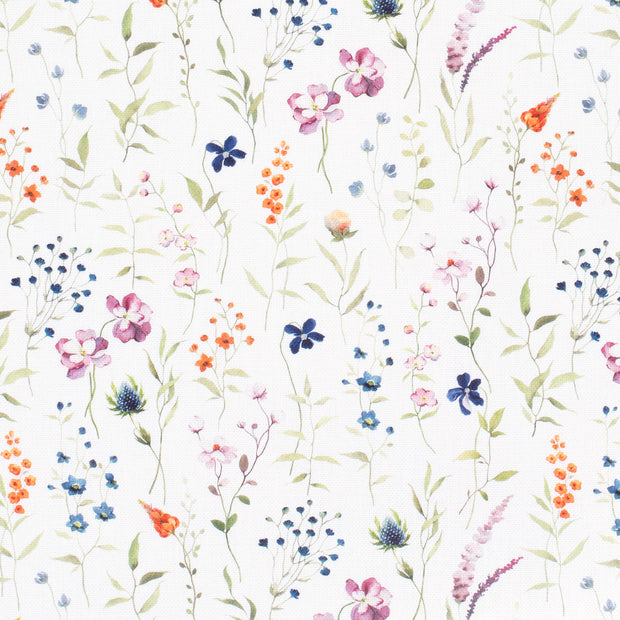 Panama fabric Flowers Optical White