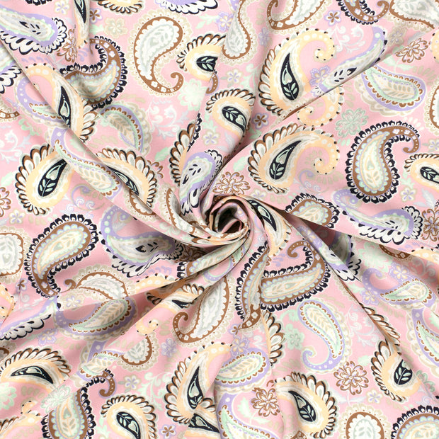 Bamboe Poplin stof Licht roze bedrukt 