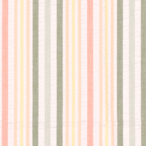 Seersucker fabric Stripes Khaki Green