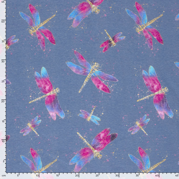 Jogging fabric Dragonflies Steel Blue