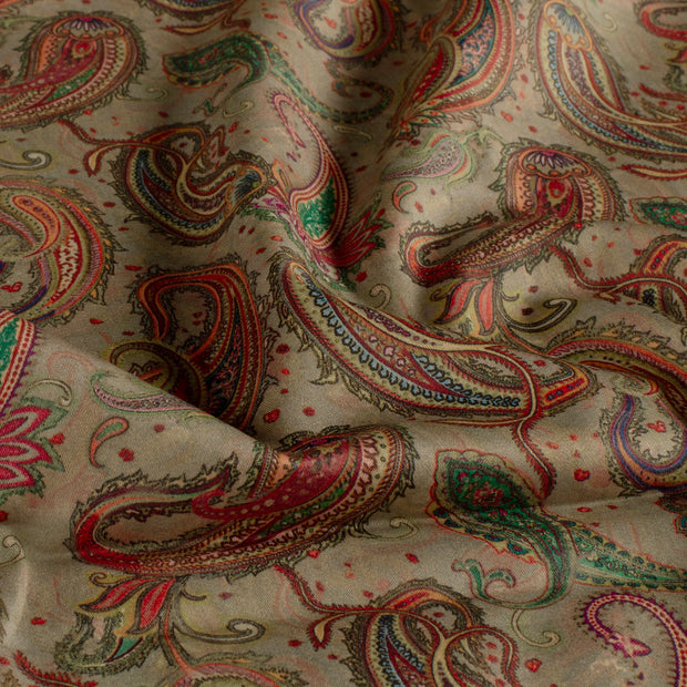 Cotton Poplin fabric Paisley Grey