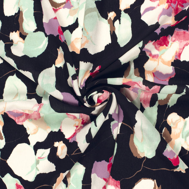 Borken Crepe fabric Navy printed 