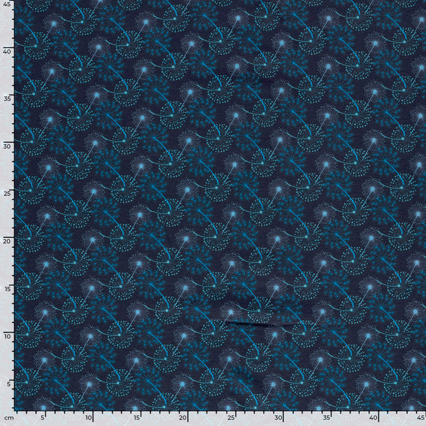 Jersey fabric Dandelions Navy