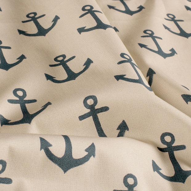 Cotton Poplin fabric Anchors Beige
