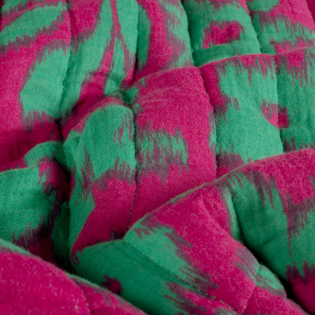 Muslin bounded fabric Leopards Turquoise