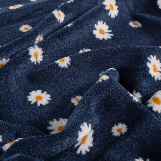 Nicky velours fabric Flowers Navy