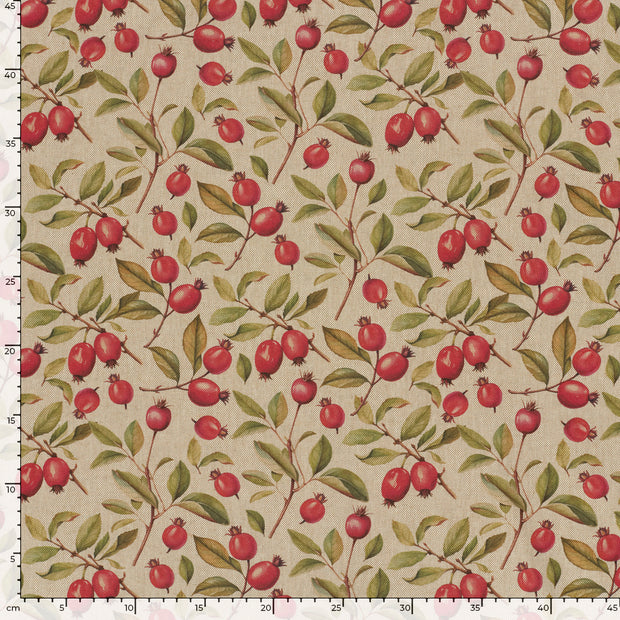 Leinen-Optik fabrik Obst & Früchte Rot