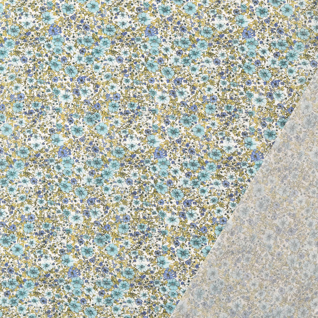 Voile fabric Light Blue digital printed 