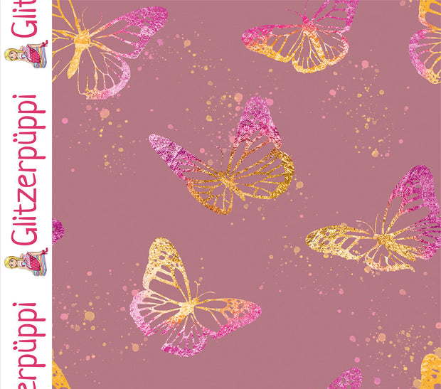 Jogging fabric Butterflies Old Pink