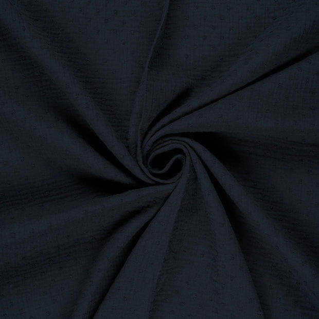 Muslin fabric Navy dobby 
