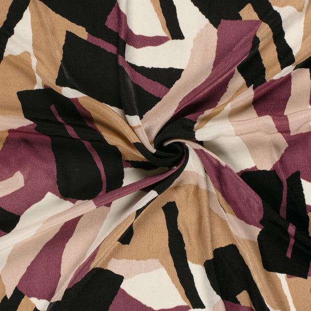Satin Velvet fabric Aubergine printed 
