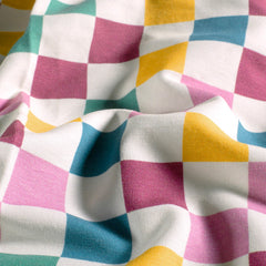 French Terry digital printed Checks Pink