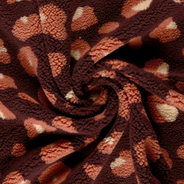 Sherpa Fleece fabric Bordeaux printed 