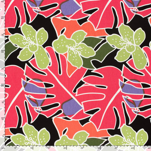 Viscose Lin Chaine et Trame tissu fruits Noir