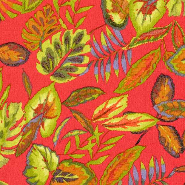 Polyester Bubble tela Hojas Rojo oscuro