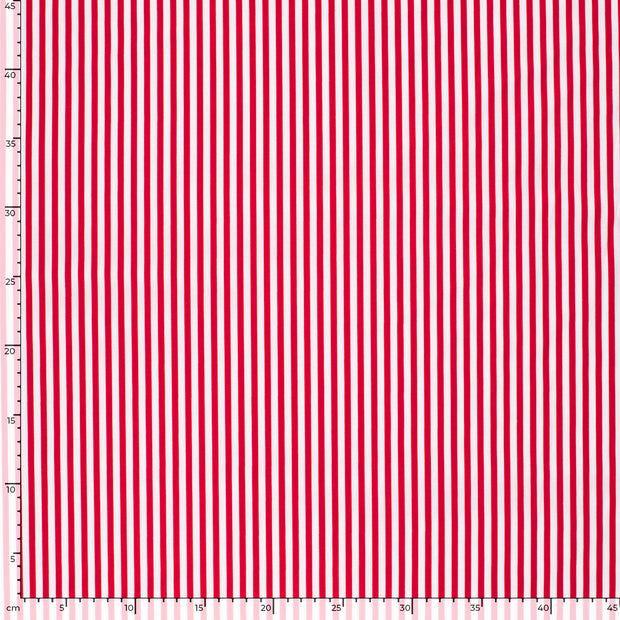 Cotton Poplin fabric Stripes Red