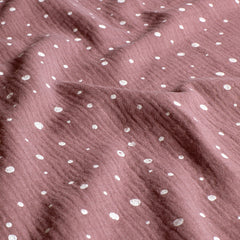 Mousseline geverfd en geprint Stippen Mauve