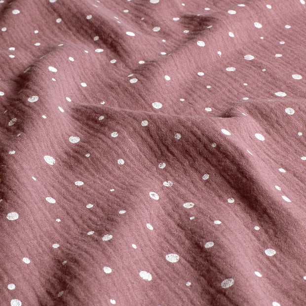 Mousseline stof Stippen Mauve