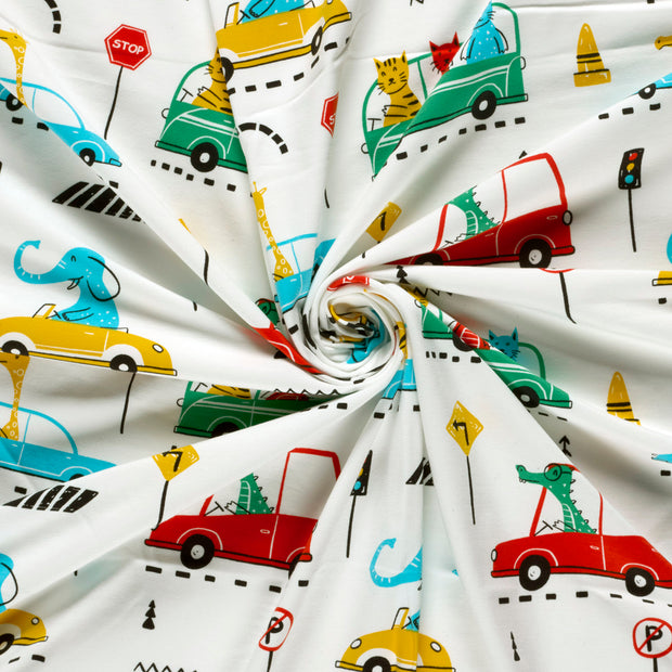 Jersey fabric Off White printed 