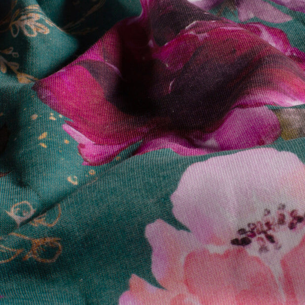 Jogging tissu roses Bleu Canard