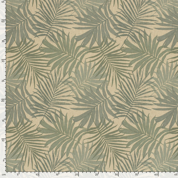 Linen Look fabric Leaves Olive Green