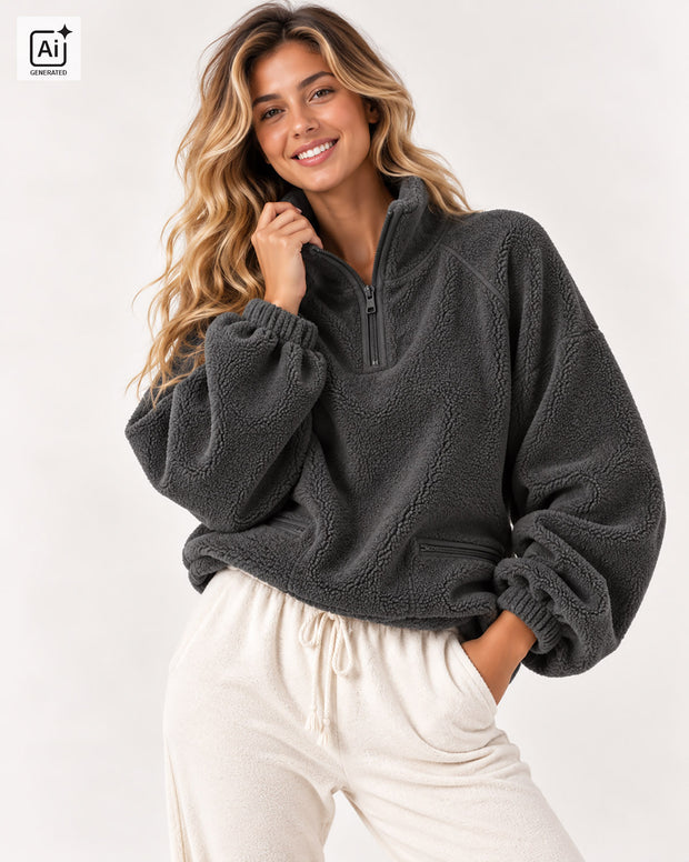 Fleece fabrik Uni Grau