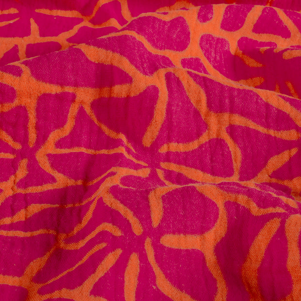 Mousseline stof Abstract Oranje