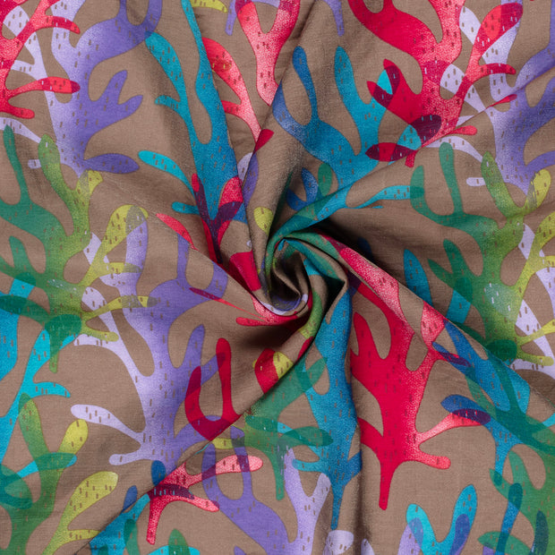 Viscose Nylon Twill fabrik Taupe Grau bedruckt 