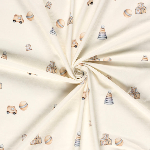 Cotton Jersey GOTS organic fabric Off White digital printed 