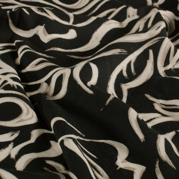 Sergé de Viscose tissu Abstrait Noir