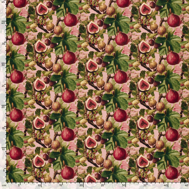 Katoen Poplin stof Fruit & vruchten Oud Roze