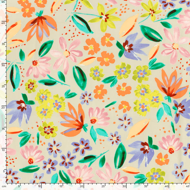 Baumwolle Satin fabrik Blumen Beige