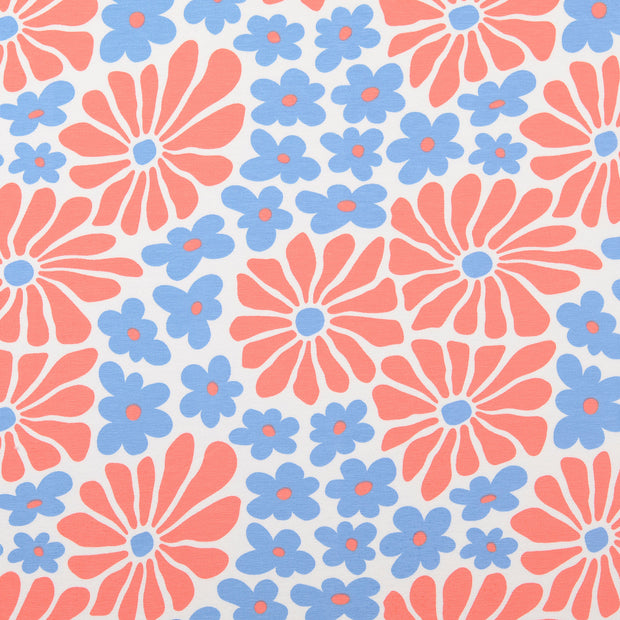Jersey stof Bloemen Rood