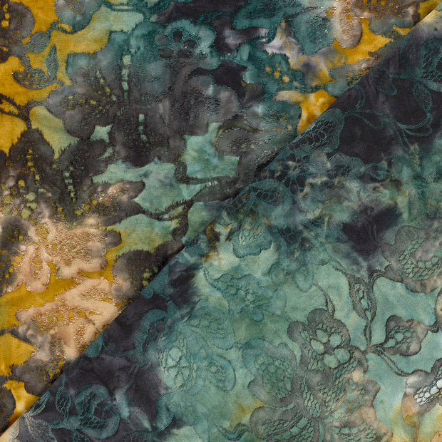 Jacquard stof Bloemen bedrukt 