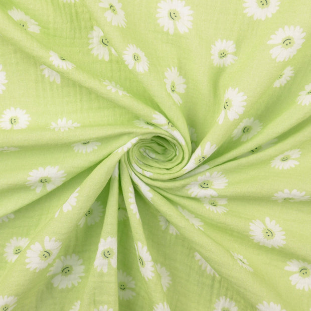 Mousseline stof Appelgroen 