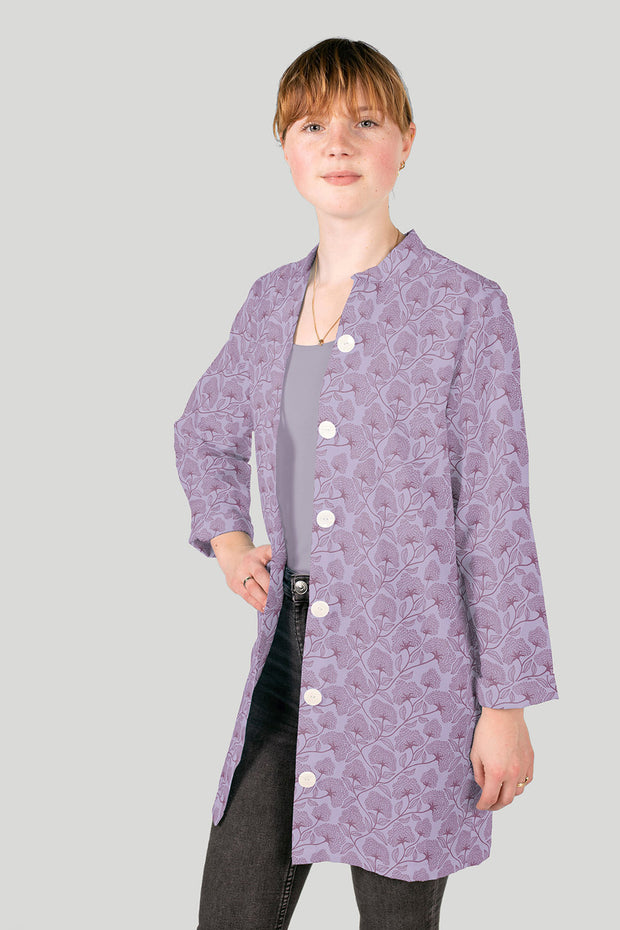 Cotton Poplin fabric Flowers Lila
