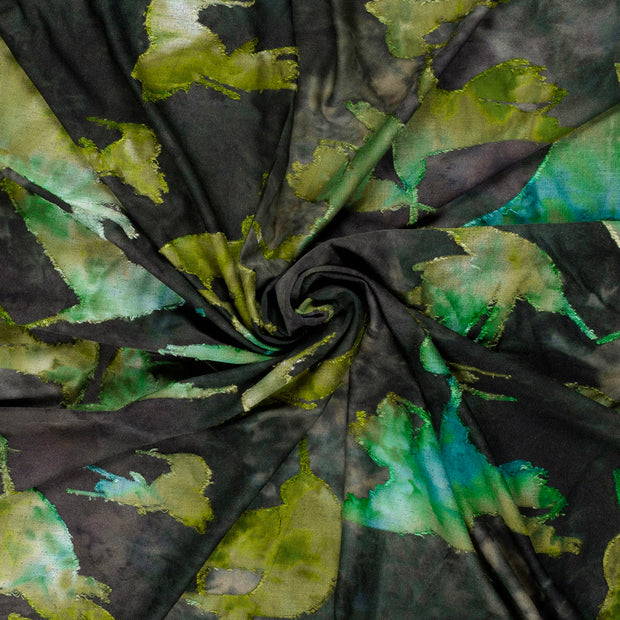 Burnout Jacquard fabrik Grün bedruckt 