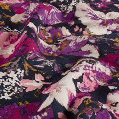 Viscose Nylon Crepe bedrukt Bloemen Magenta