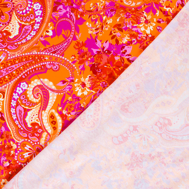 Jersey fabric Paisley Orange