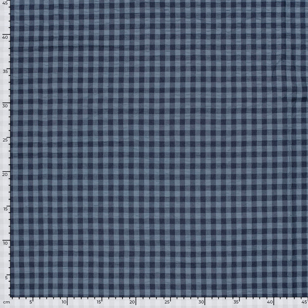 Seersucker tissu Carreaux Bleu Marine