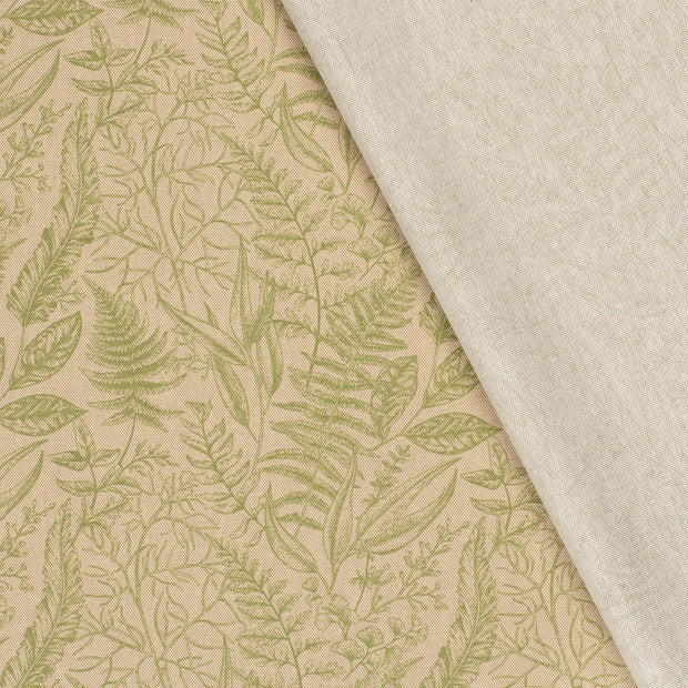 Linen Look fabric Leaves printed 