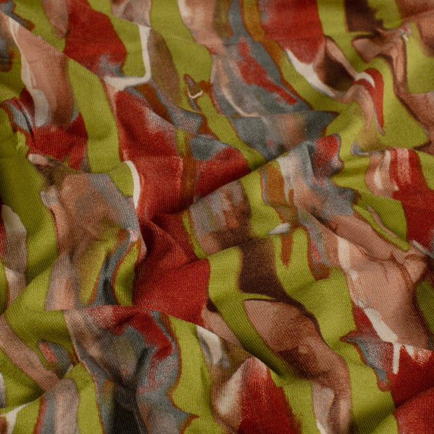 Viscose Vortex Jerséis tela Abstracto Verde caqui