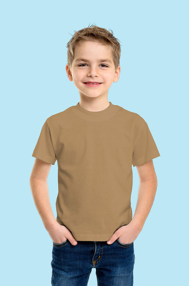 Katoen Jersey GOTS stof Effen Camel