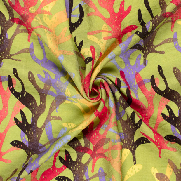 Viscosa Nylon Twill tela Verde lima estampado 