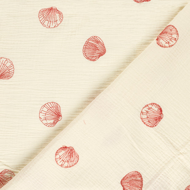 Muslin fabric Shells embroidered 